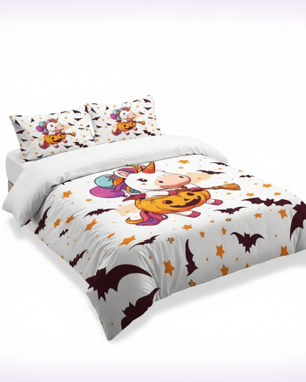 halloween pumpkin unicorn bedding - white-bg