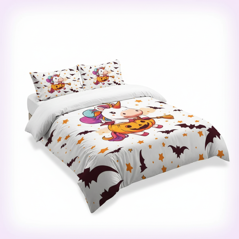 halloween pumpkin unicorn bedding - white-bg