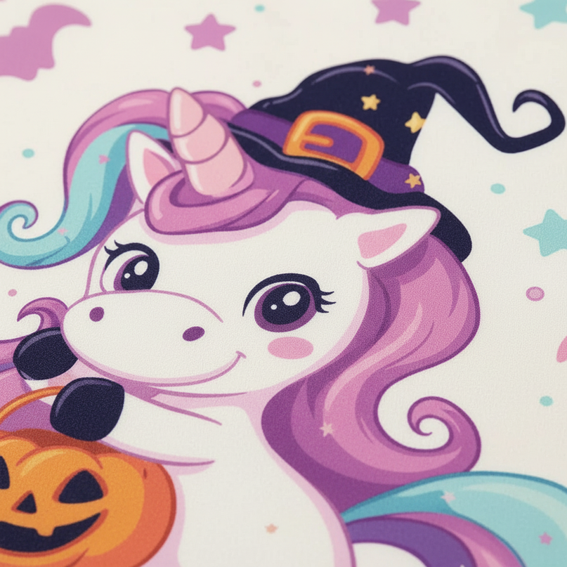 halloween witch unicorn bedding - detail