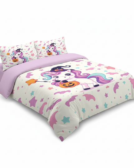 halloween witch unicorn bedding - white-bg