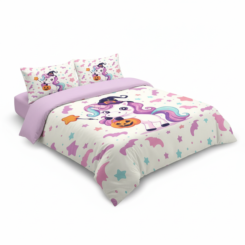 halloween witch unicorn bedding - white-bg