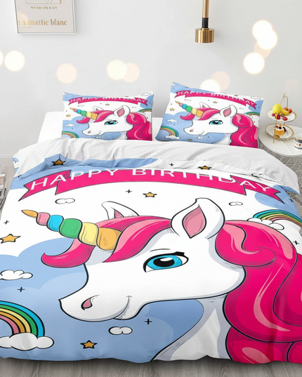 happy birthday unicorn bedding - lifestyle