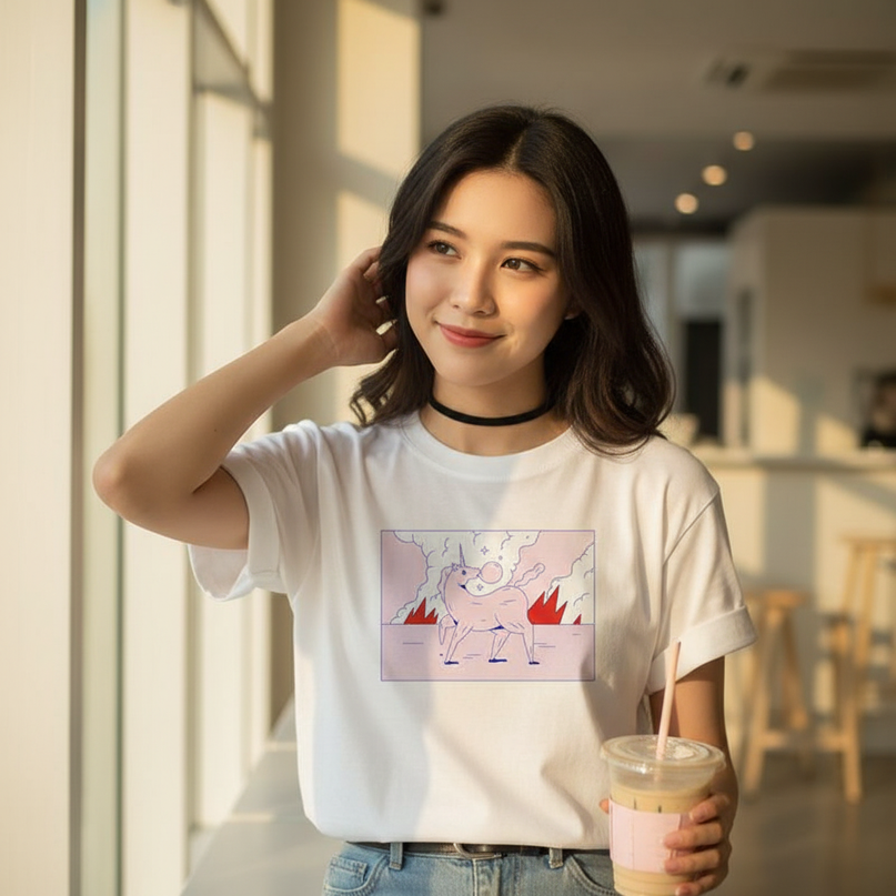 harajuku unicorn shirt - in-use