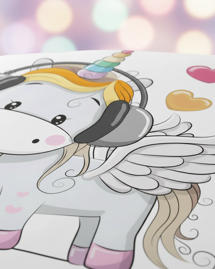 headphones unicorn bedding - detail