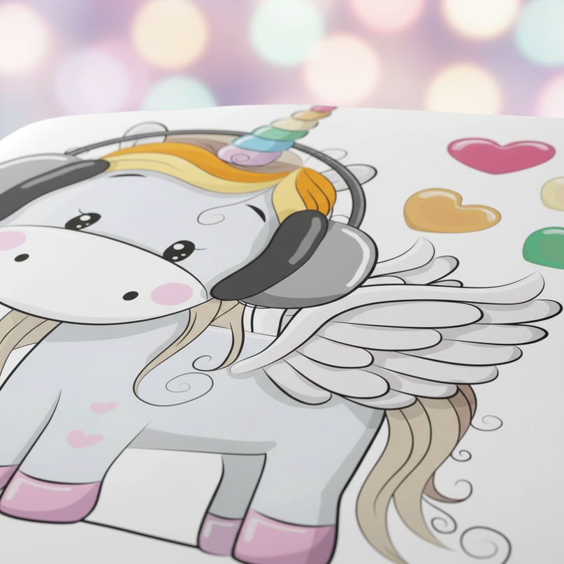 headphones unicorn bedding - detail
