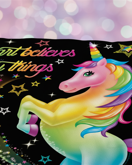 heart believes unicorn bedding - detail