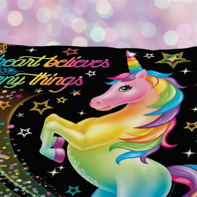 heart believes unicorn bedding - detail