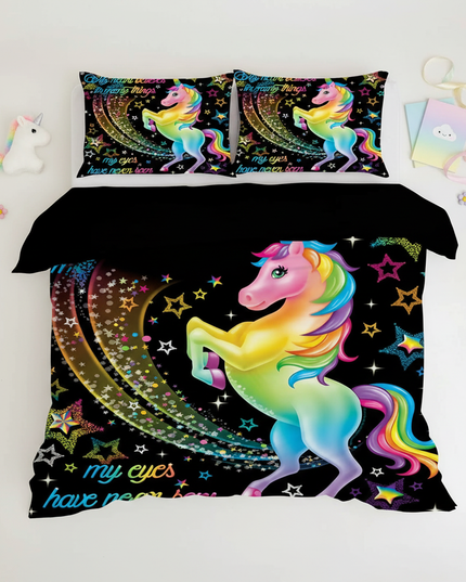 heart believes unicorn bedding - flat-lay