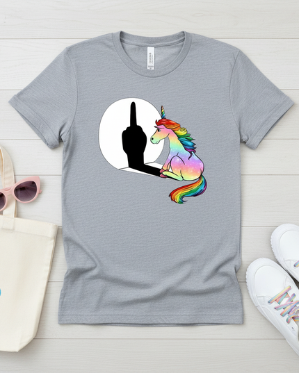 heather gray unicorn shirt - flat-lay
