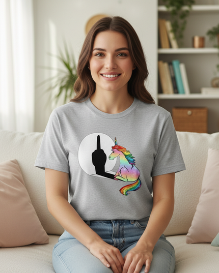 heather gray unicorn shirt - lifestyle