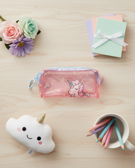 holographic unicorn pencil case - flat-lay