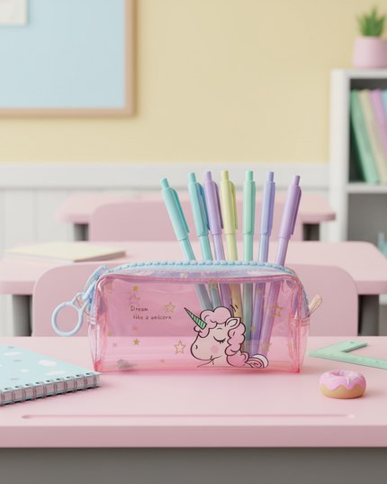 holographic unicorn pencil case - lifestyle