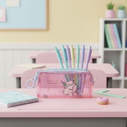 holographic unicorn pencil case - lifestyle