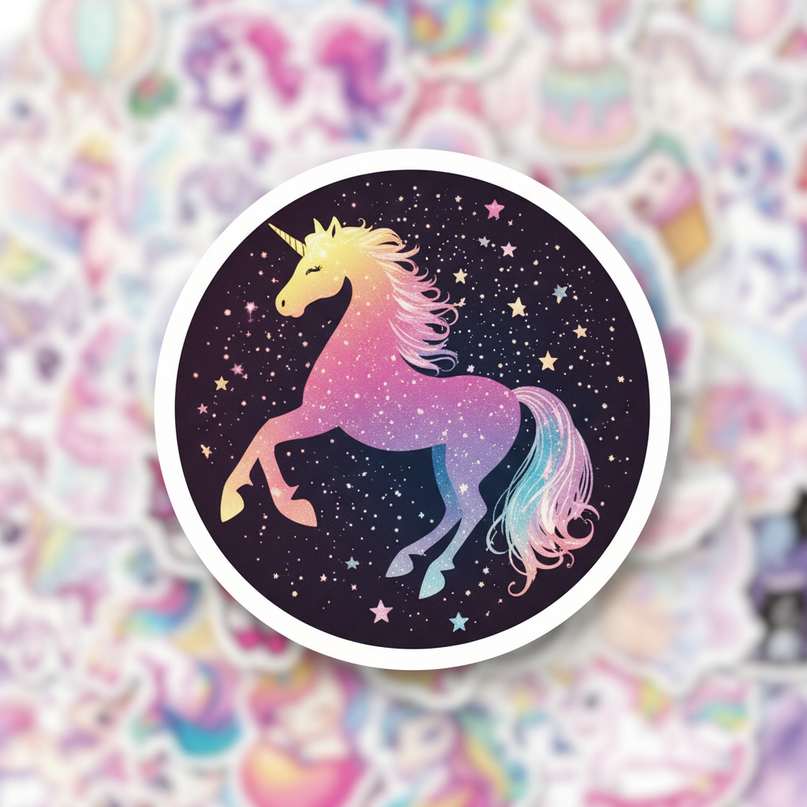 holographic unicorn stickers - detail