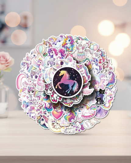 holographic unicorn stickers - lifestyle