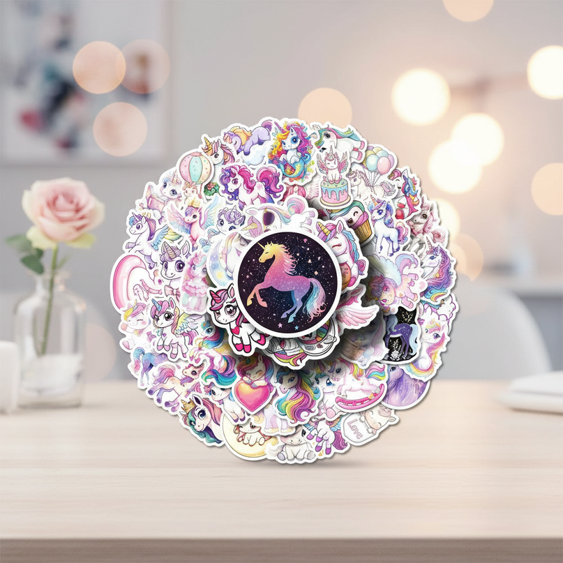 holographic unicorn stickers - lifestyle