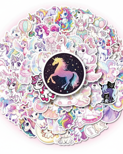 holographic unicorn stickers - white-bg