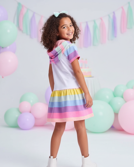 hooded unicorn dress girls - back