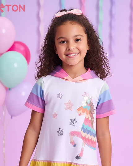 hooded unicorn dress girls - detail