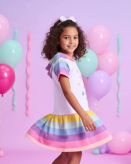 hooded unicorn dress girls - three-quarter