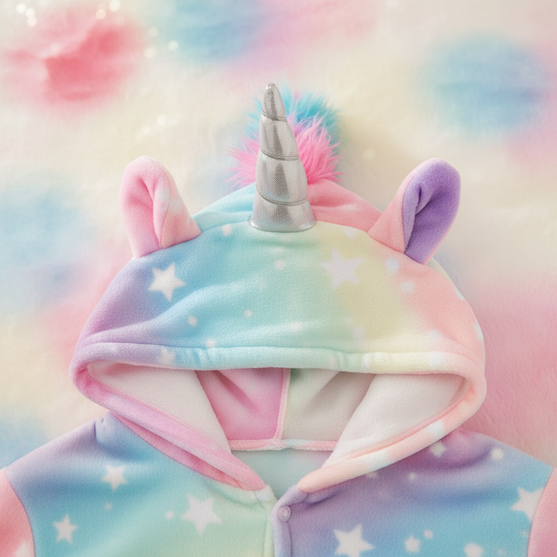 hooded unicorn onesie - detail