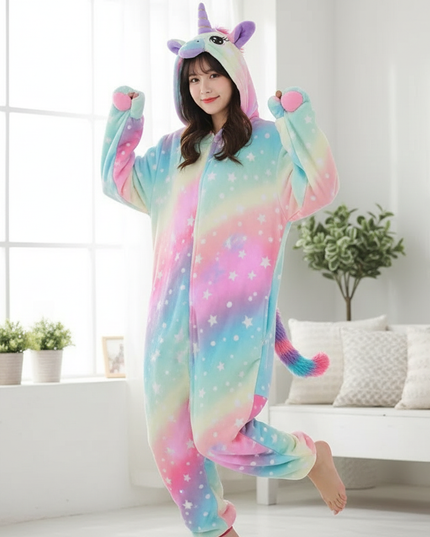 hooded unicorn onesie - in-use