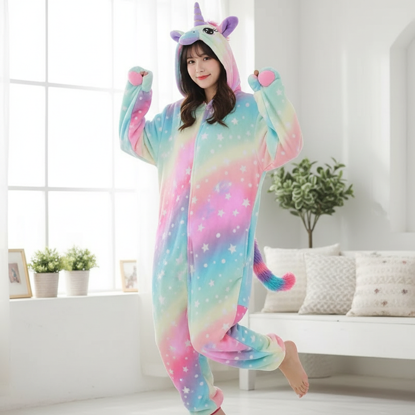 hooded unicorn onesie - in-use