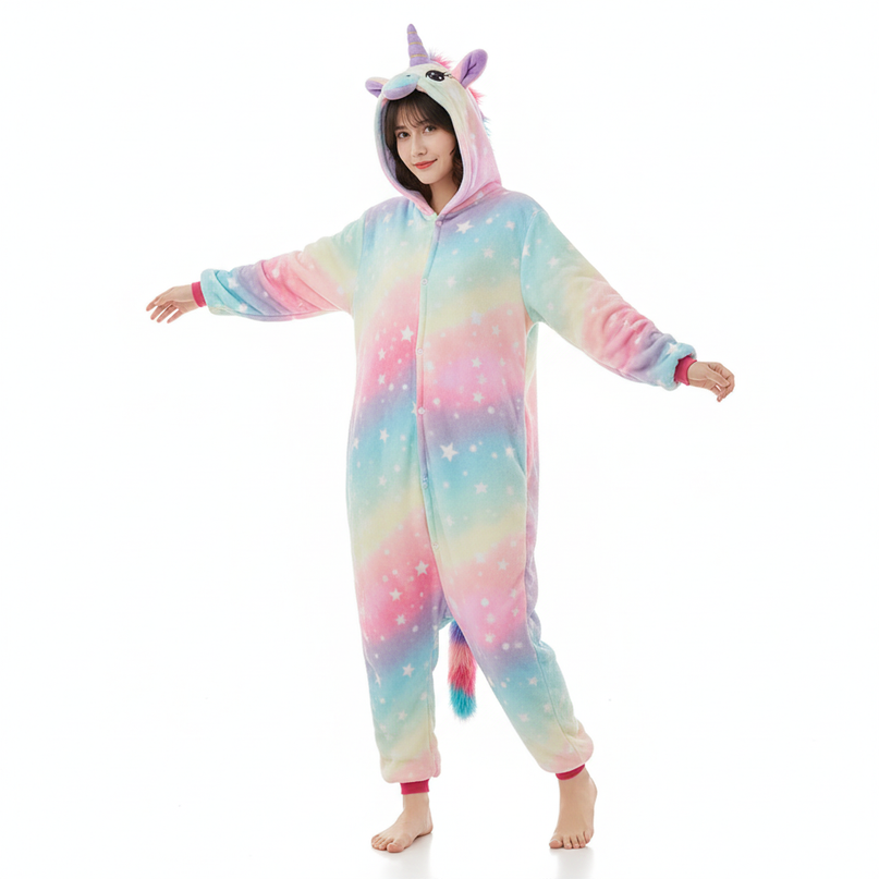 hooded unicorn onesie - white-bg