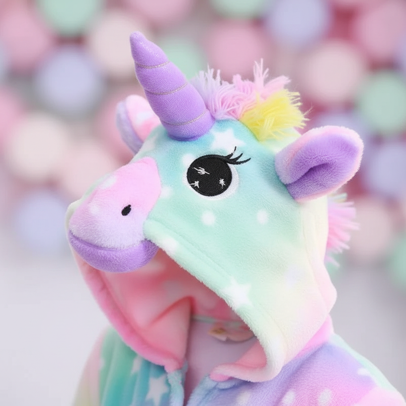hooded unicorn robe - detail