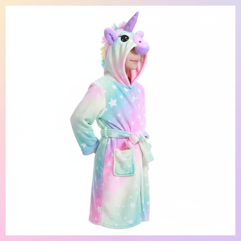 hooded unicorn robe - white-bg