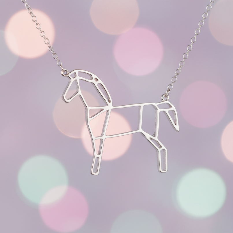 horse unicorn necklace - detail