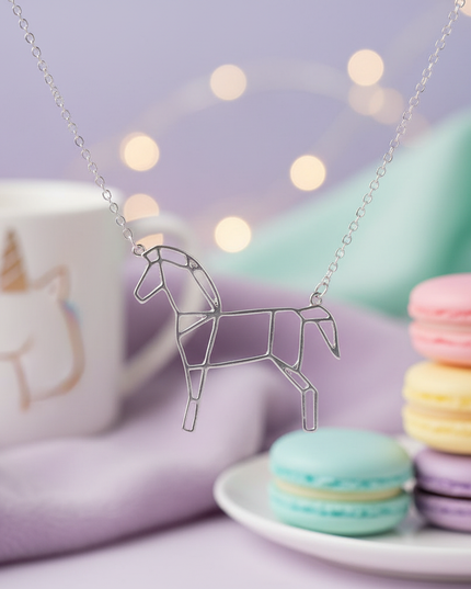 horse unicorn necklace - lifestyle