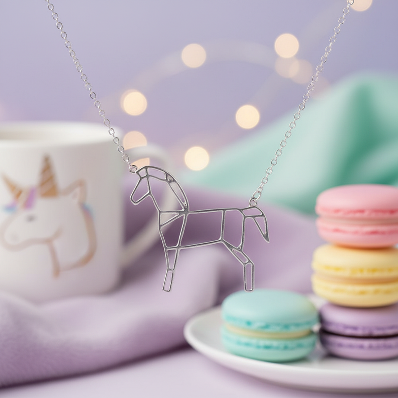 horse unicorn necklace - lifestyle