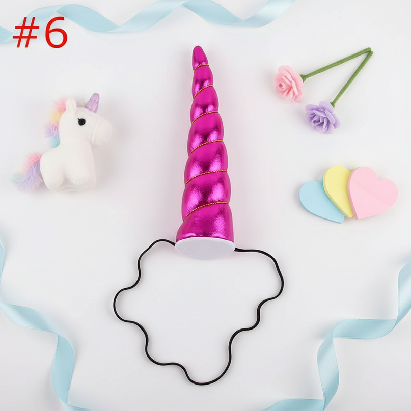 hot pink elastic unicorn horn - flat-lay