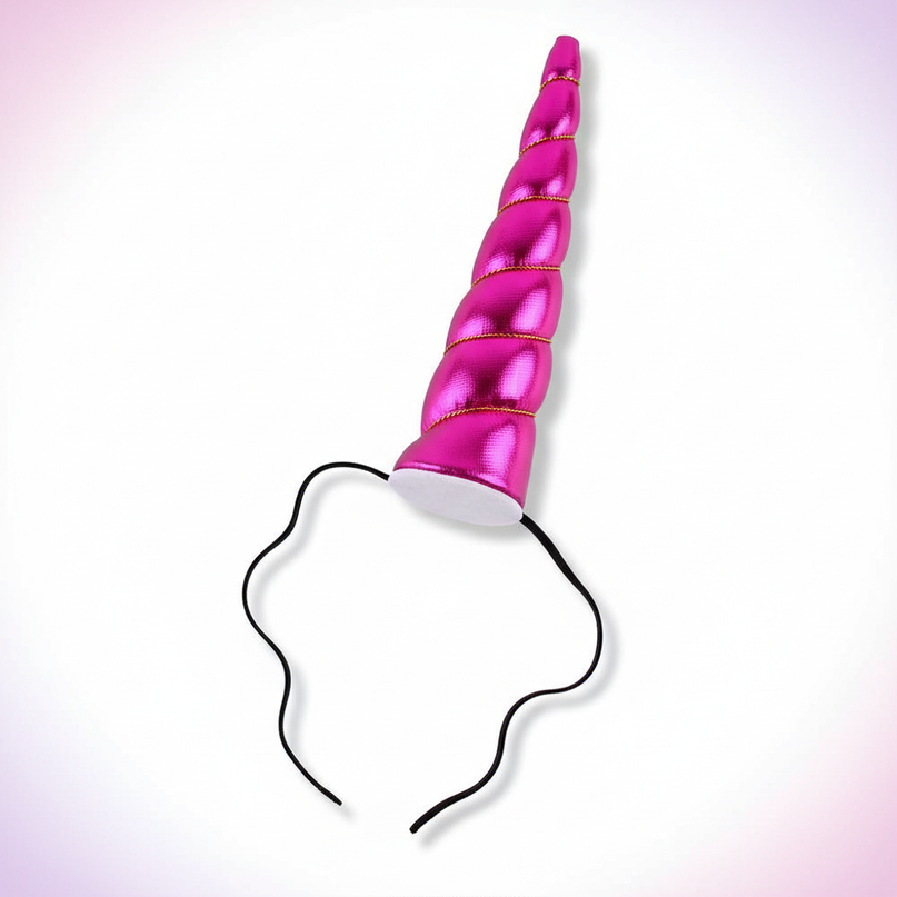 hot pink elastic unicorn horn - white-bg