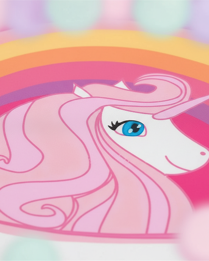 hot pink rainbow badge unicorn bedding - detail