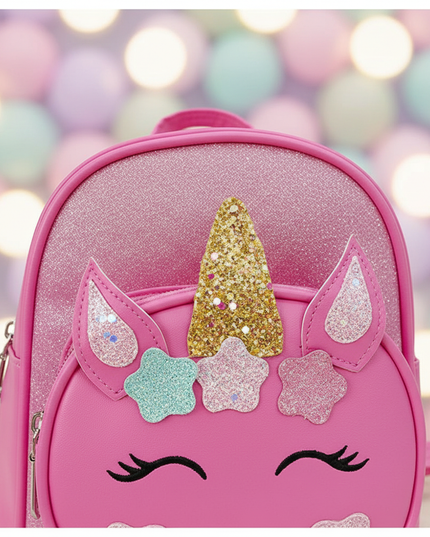 hot pink unicorn backpack custom name - detail