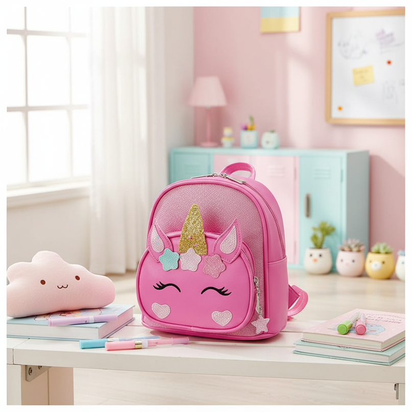 hot pink unicorn backpack custom name - lifestyle