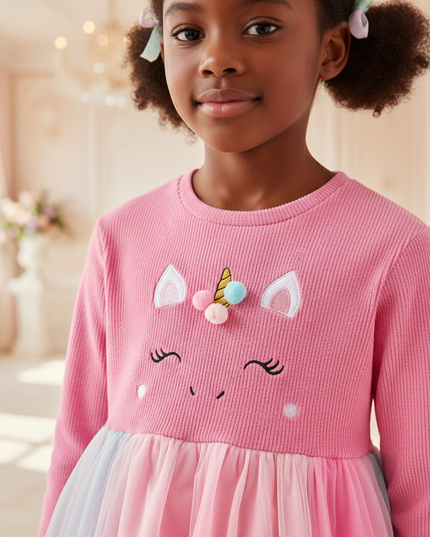 hot pink unicorn face tutu dress - detail