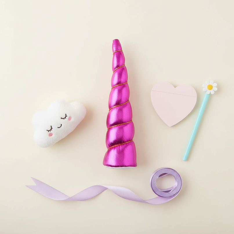 hot pink unicorn headband - flat-lay