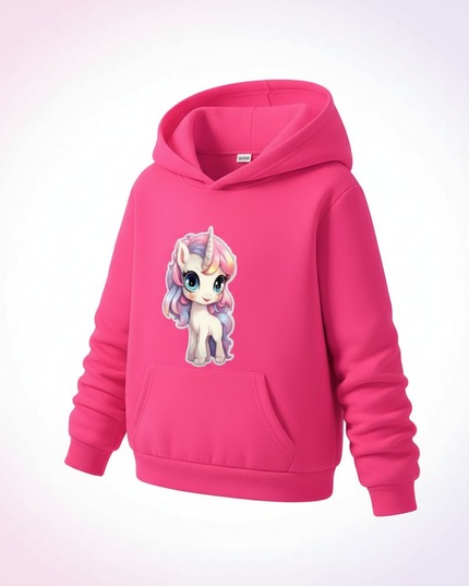 hot pink unicorn hoodie - white-bg