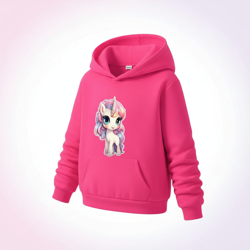 hot pink unicorn hoodie - white-bg