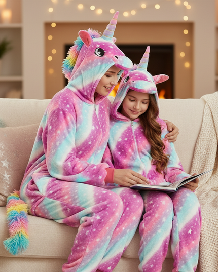 hot pink unicorn onesie - lifestyle