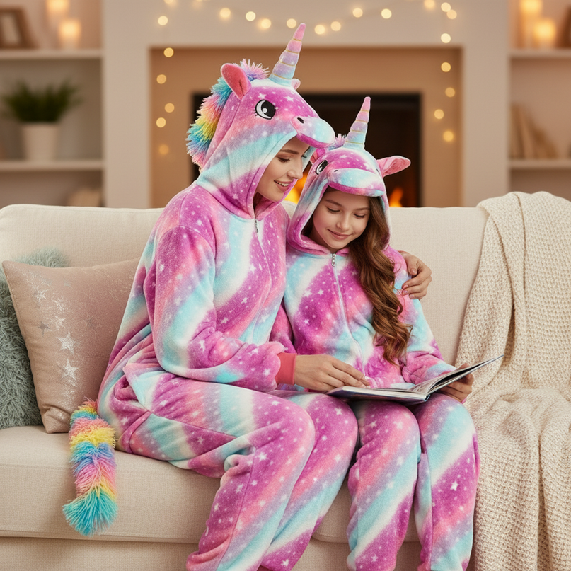 hot pink unicorn onesie - lifestyle