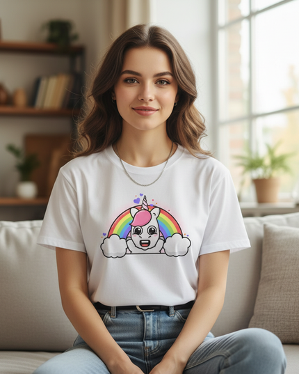 hot pink unicorn shirt - lifestyle