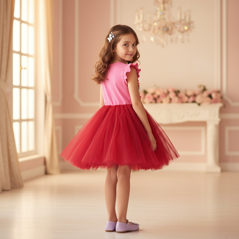 hot pink unicorn tutu dress girls - back