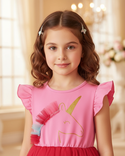 hot pink unicorn tutu dress girls - detail