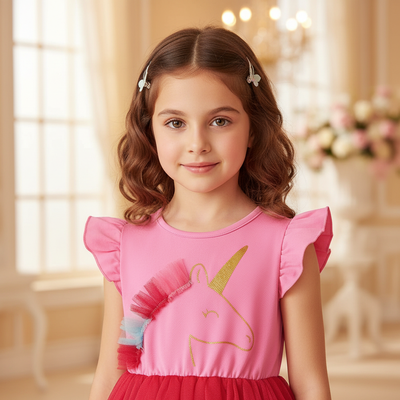 hot pink unicorn tutu dress girls - detail