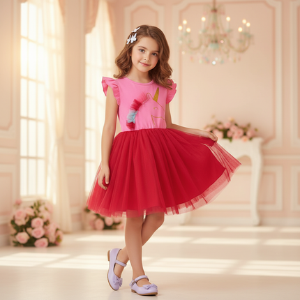 hot pink unicorn tutu dress girls - front