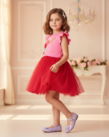 hot pink unicorn tutu dress girls - three-quarter